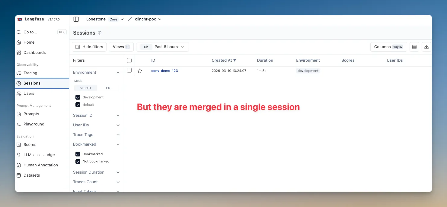 Langfuse chat sessions
