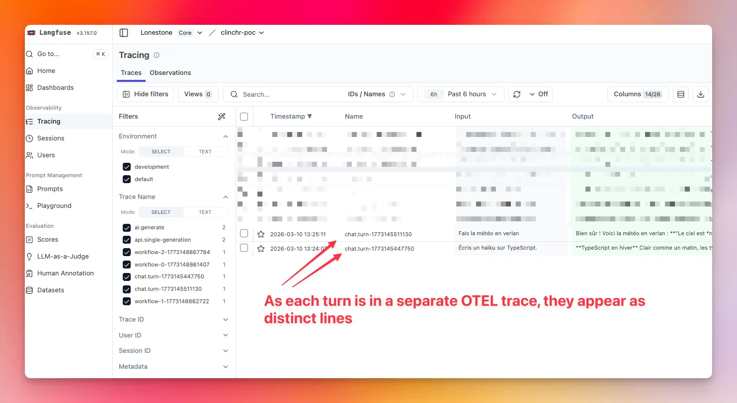 Langfuse chat turns