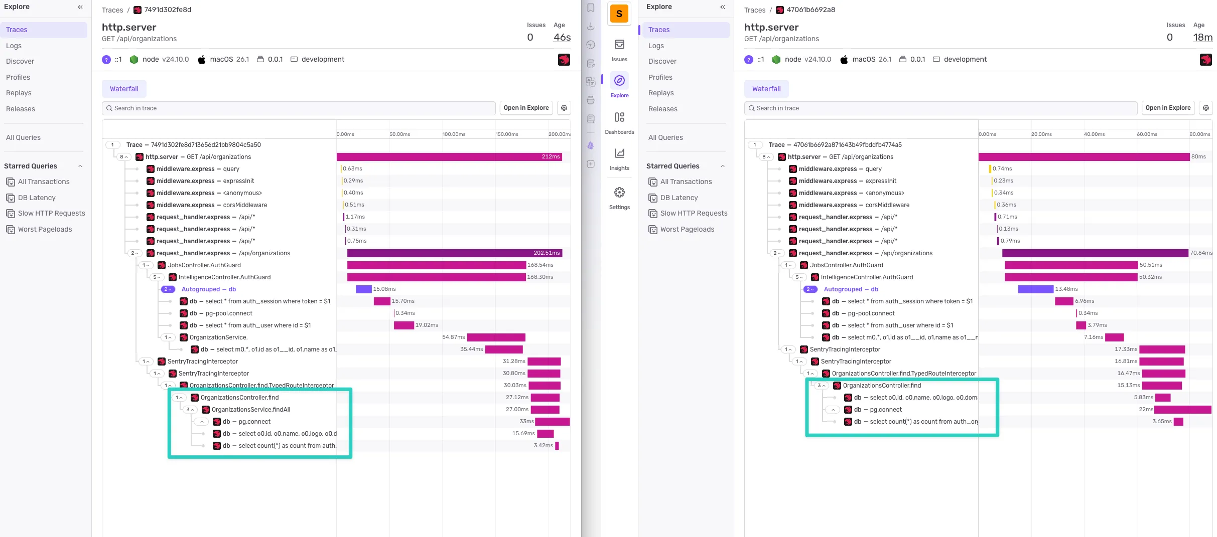 Sentry traces with Traceable